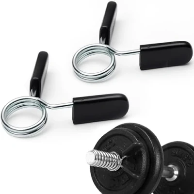 Afbeelding van MuscleForge® Veersluitingen 28 mm, 2 stuks haltersluitingen voor standaard lange en korte halter, snelle montage, halterklemmen halterstang mm