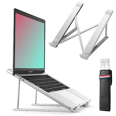 Afbeelding van BHHB laptopstandaard, notebookstandaard, 6 niveaus, in hoogte verstelbaar, opvouwbare en geventileerde aluminium compatibel met MacBook, iPad meer laptops van 9