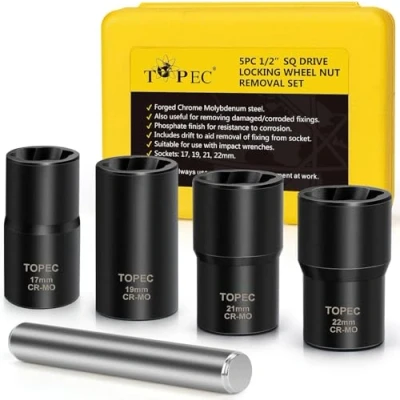 Afbeelding van Twist Socket Set Lug Moer Remover Extractor Tool 5 Stuk Metrische Bout en Gereedschap