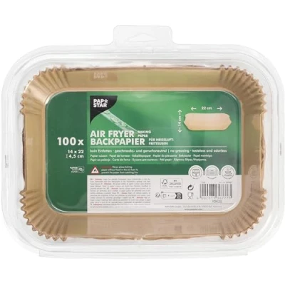 Afbeelding van Papstar 100 bakpapier voor heteluchtfriteuse 22,0 x 14,0 cm, Bakpapier, Bruin