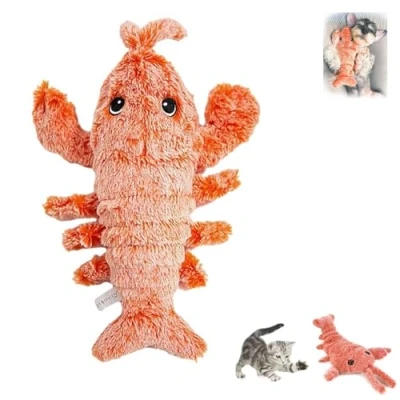 Afbeelding van Floppy Lobster Interactive Dog Toy,Soft &amp; Washable Cute Cat Toys,Interactive Toy,Floppy Toy,USB Charging Jumping Toys,Plush Chew Toy(Beige)