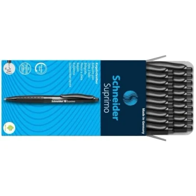 Afbeelding van balpen Schneider Suprimo zwart doos met 20 stuks