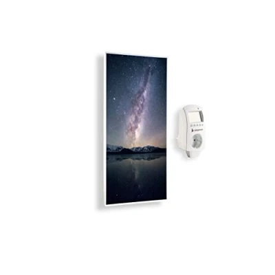 Afbeelding van Könighaus infraroodverwarming met fotomotief 1200 Watt + slimme thermostaat &amp; app Energiebesparende infrarood wandverwarming opdruk Wit frame (18. Sterrenhemel 2)