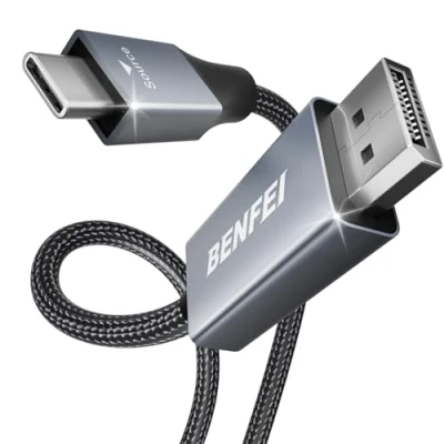 Afbeelding van BENFEI USB C naar DisplayPort 3 meter kabel, Type DP adapter [compatibel met Thunderbolt 3] voor MacBook Pro Air 2022/2021/2020/2019, Samsung Galaxy S21/S20, Surface Book 2 en meer