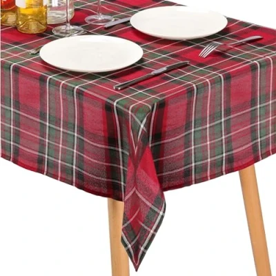 Afbeelding van JEMIDI geruit tafelkleed rood langwerpig 110 x 140 cm Tafellaken rechthoekig Geblokt Beschermd de tafel Tartan stijl