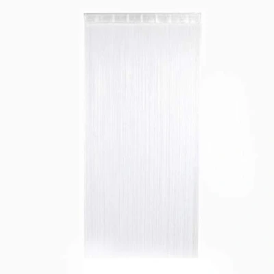 Afbeelding van Garen gordijn elegante scheidingsgordijn woonkamer decoratief deur koord plat zilver lint draad 100 cm x 200 (wit)