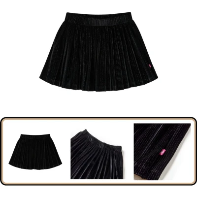 Afbeelding van Kinderrokje geplooid Zwart Maat 140 Lurex Meisje Rokje Zwarte Rok Schooluniform Party Dress