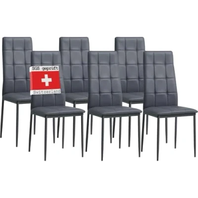 Afbeelding van Albatros eetkamerstoelen RIMINI, set van 6, grijs