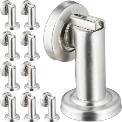 Afbeelding van Relaxdays 10x deurstopper binnen rvs deurvastzetter magneet voor wandmontage