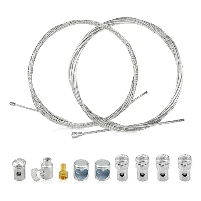 Afbeelding van PUCIO 2 stuks m universele reparatieset gaskabel koppelingskabel fiets scooter bromfiets met 9 x nippel motorfiets kabel voor bromfiets,