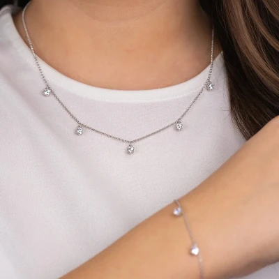 Afbeelding van Engelsrufer, Halsketting, Zilveren halsketting met heldere zirkonia&#039;s Glanzend ERN SHINY 05 ZI, (Zilver 925)