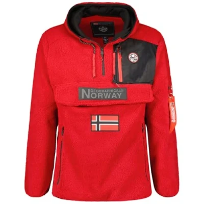 Afbeelding van Geographical Norway Terifique Heren Dikke Fleece Warme Ritssluiting Sweatjack Winter Warm Zacht Sweatshirt met Lange Mouwen Ideaal Herfst (Rood S), Rood, S