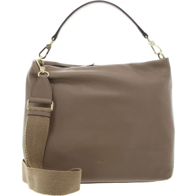 Afbeelding van abro Leren Schoudertas Leather Dalia Hobo Bag Kaia Coconut Lichtbruin