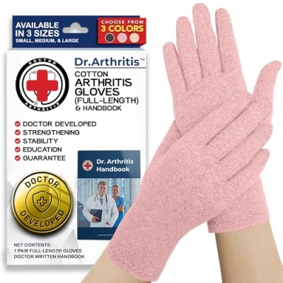 Afbeelding van Medische handbrace voor artritis compressie handschoenen met gesloten vingers Raynaud&#039;s &amp; carpale tunnel, uniseks, doktersgids (Roze,S)