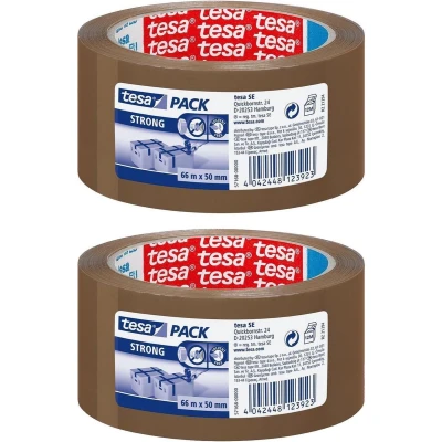 Afbeelding van 2x Tesa bruine verpakkingstape sterk 66 mtr x 50 mm Tape (klussen)