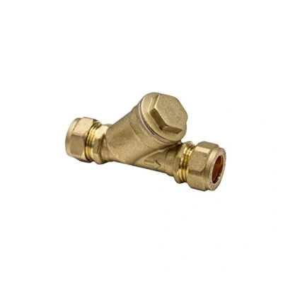 Afbeelding van Messing Compressie 15mm 22mm Inline Y Strainer met RVS Mesh Debris Filter