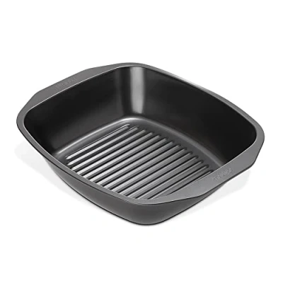 Afbeelding van Prestige Groot braadblik bakplaat met antiaanbaklaag geïntegreerd roosterrek 42 x 34,5 9 cm, zwaar koolstofstaal en vaatwasmachinebestendig ovenschaal