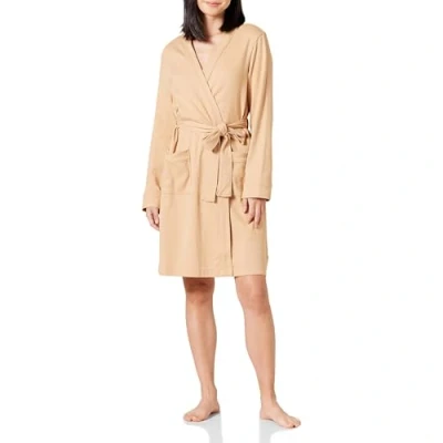 Afbeelding van Amazon Essentials Lichtgewicht gewafelde halflange badjas voor dames (verkrijgbaar in grote maten), licht camel, L