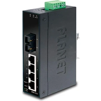 Afbeelding van Planet IP30 Slim Type 4 poorts Industriële Ethernetschakelaar + 1 100Base FX(SC) ( 10 60ø C) (4 Havens), Netwerkschakelaar, Zwart
