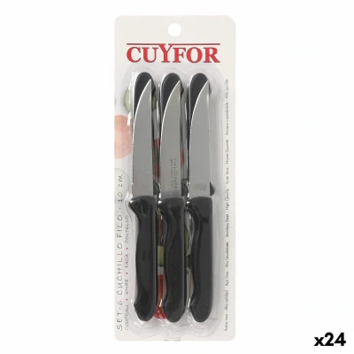 Afbeelding van Messen Set Cuyfor Filo Zwart Zilverkleurig 6 Onderdelen (24 Stuks)