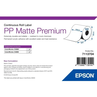 Afbeelding van PSON PP Matte Premium, Continuous, label roll, synthetic, 29 m, W 105m