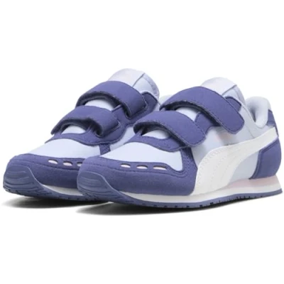 Afbeelding van Puma Cabana Racer 20 Unisex Sneakers laag voor kinderen, Maat: 28, Cool weather/white/blue crystal/rose mauve Imitatieleer/ textiel