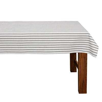 Afbeelding van FILU tafelkleed 130 x 220 cm grijs/wit gestreept (kleur en grootte naar keuze) hoogwaardig vervaardigd van 100% katoen