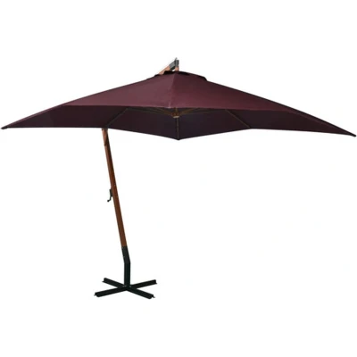 Afbeelding van Zweefparasol met paal 3x3 m massief vurenhout bordeauxrood