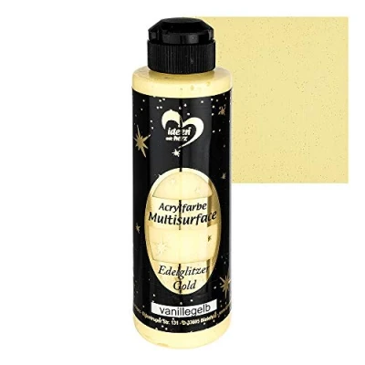 Afbeelding van Ideen mit Herz Acrylverf Multisurface Edelglitter, universele verf op waterbasis, met edel glinsterende gouden glitter, 180 ml (vanillegeel)