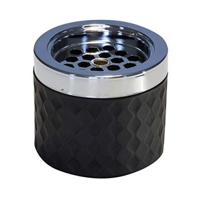 Afbeelding van APS windasbak, asbak, van verchroomd metaal, matglas, met bajonetsluiting, Ø 9,5 cm, 8 cm hoogte, zwart