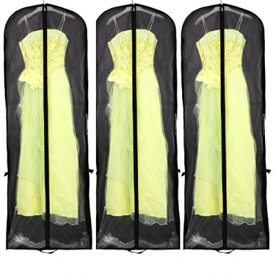 Afbeelding van HIMRY [3x] 180cm x 65cm Ademende Kledinghoes Opvouwbaar Reis Kledingzak met Draaggrepen, Extra Groot voor Reizen en Langdurige Opslag van Bruidsjurken Langere Kleding. Zwart KXB1001 black 3x