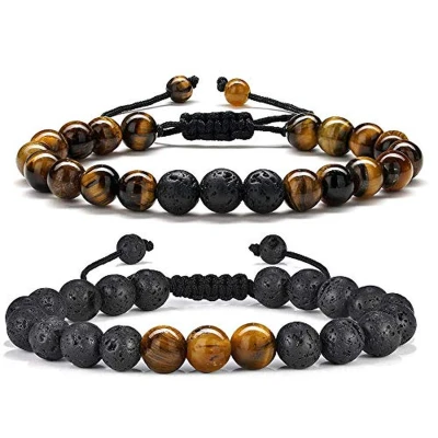 Afbeelding van Kralen Armband Tijgeroog voor Heren en Dames Set van 2 Armbandjes