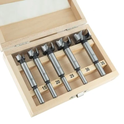 Afbeelding van ENT 25100 5 delige Forstnerboorset van Ø 15, 20, 25, 30, 35 mm, gereedschapsstaal, voor het eenvoudig boren blinde gaten in zacht hout, DIY houtboorset, knoestboor