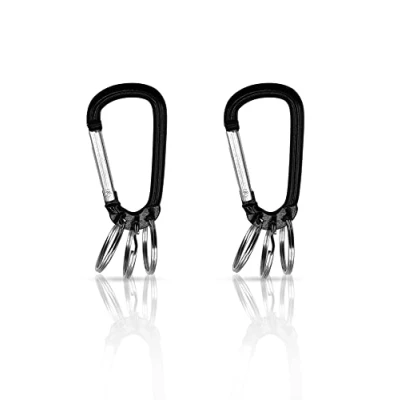 Afbeelding van Holesto® Set van 3 sleutelhangers Sleutelhanger met Karabijnhaak ringen afneembare om uw sleutels te organiseren Zwart (2 stuks)