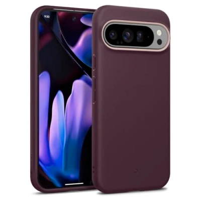 Afbeelding van Caseology Nano Pop voor Google Pixel 9 Pro XL hoes, [Zacht en stofvrij materiaal] Zijgreeppatronen Case Cover Burgundy Bean