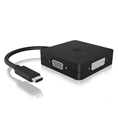 Afbeelding van ICY BOX IB DK1104 C video kabel adapter 0,15 m USB Type DVI + VGA DisplayPort HDMI Zwart
