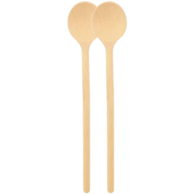 Afbeelding van teemando® 2 x ronde merk kooklepel van hout, 20 cm, voor koken en bakken