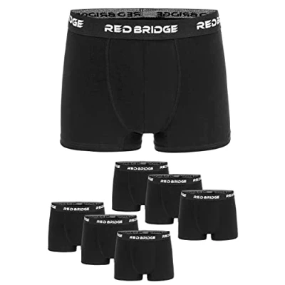 Afbeelding van Redbridge Boxershorts voor heren, set van 6 stuks, effen, slim katoen, stretch ondergoed, basic, zwart, L