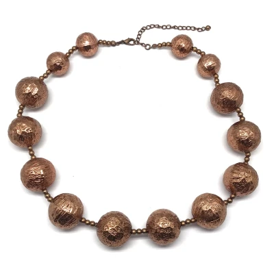Afbeelding van Behave Ketting dames kralenketting brons kleur 49 cm