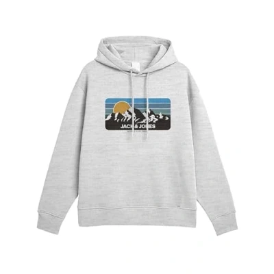 Afbeelding van JACK &amp; JONES Jjpeak Sweat Hood capuchontrui voor heren, wit melange., M