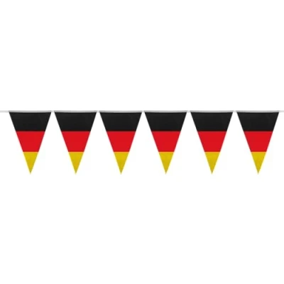 Afbeelding van HEKU Wimpelketting met 20 vlaggen van Duitsland vlag, weerbestendig, 10 meter lang, grote, opvallende vlaggetjes, ideaal voor evenementen, geïntegreerde bevestigingsband