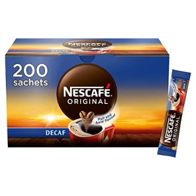 Afbeelding van Nieuwe Nescafe Originele Instant Coffee Granules Decaffeinated Stick Sachets Ref A01726 [Pack 200]