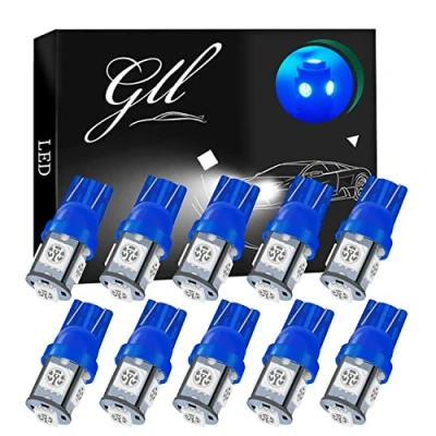 Afbeelding van GLL 24V T10 501 LED Lampen W5W 194 168 2825 Wedge Lampe met 5050 5 SMD 60 Lumen Blauw