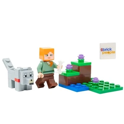 Afbeelding van LEGO Minecraft Mini Set: Alex minifiguur met wolf en bot