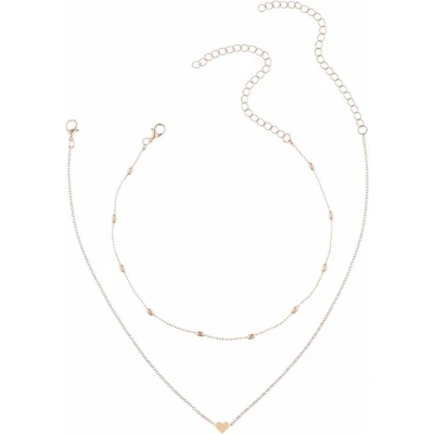 Afbeelding van Fako Bijoux® Ketting Hartje &amp; Choker Bullets Set Goudkleurig