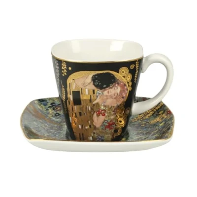 Afbeelding van Goebel 66884727 Espressomop met schotel De Kus van Gustav Klimt