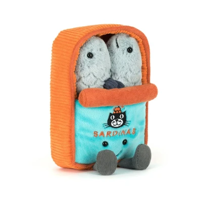 Afbeelding van Jellycat Amuseables Sardineblikje knuffel in de kleur Oranje