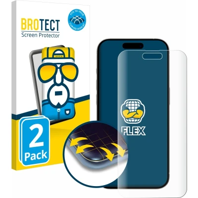Afbeelding van BROTECT Screenprotector voor Apple iPhone 15 Pro Max Folie Beschermfolie transparant volledig dekking (2 Stuks)