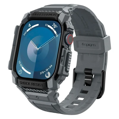 Afbeelding van Spigen Rugged Armor Pro Case met Bandje Compatibel Apple Watch 10 46mm (2024) Donkergrijs