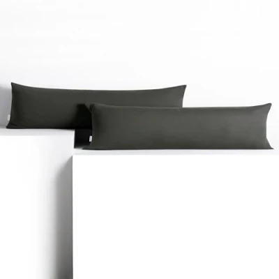 Afbeelding van DecoKing Amber kussenslopen 20 x 145 cm, jerseykatoen, rits, grafiet, 2 stuks